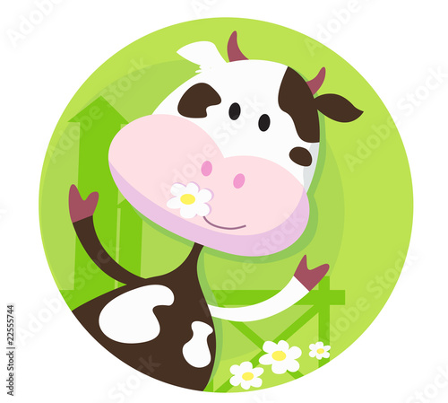 Happy cow character  - farm animal. VECTOR