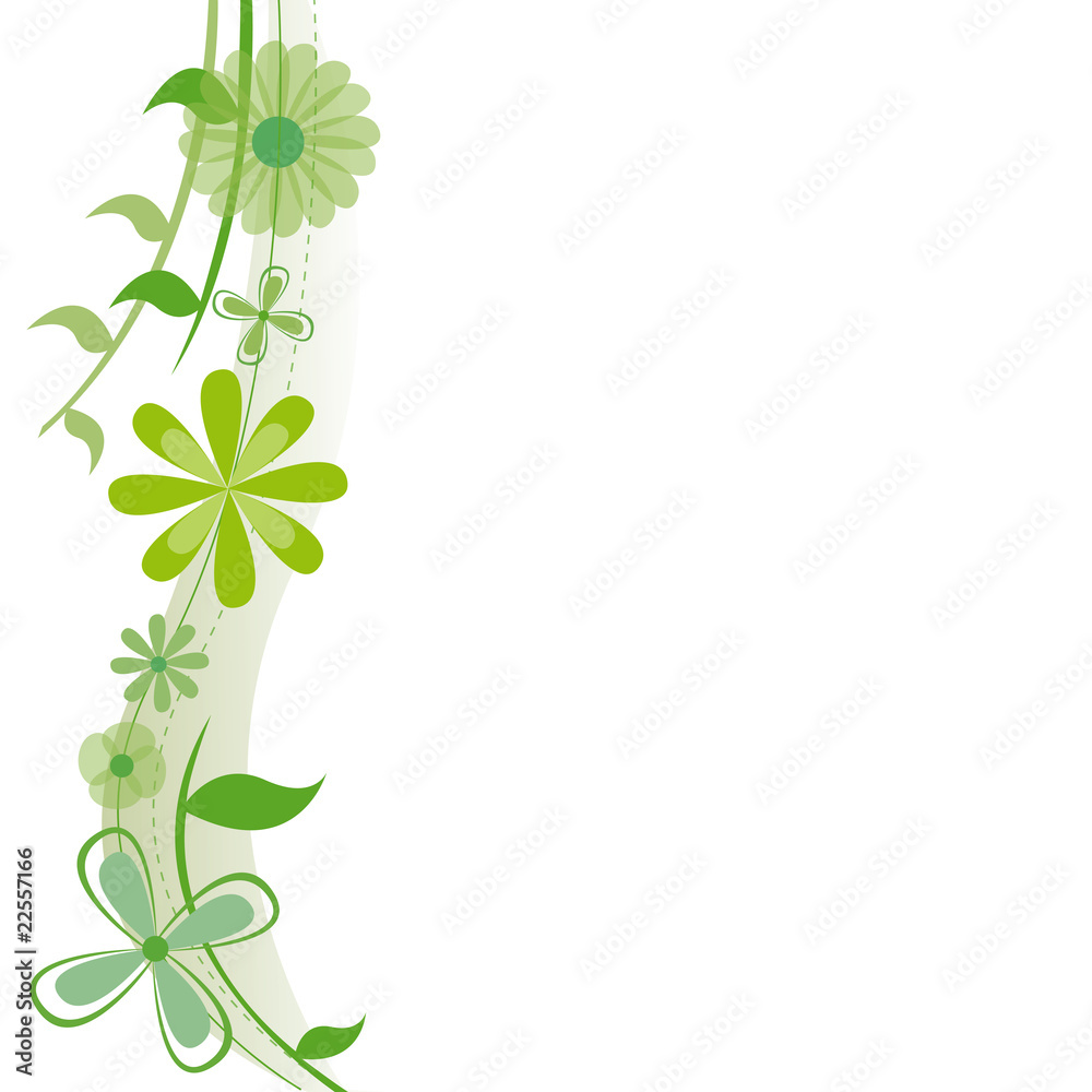 Vecteur d'une plante grimpante avec fleurs vertes sur fond blanc