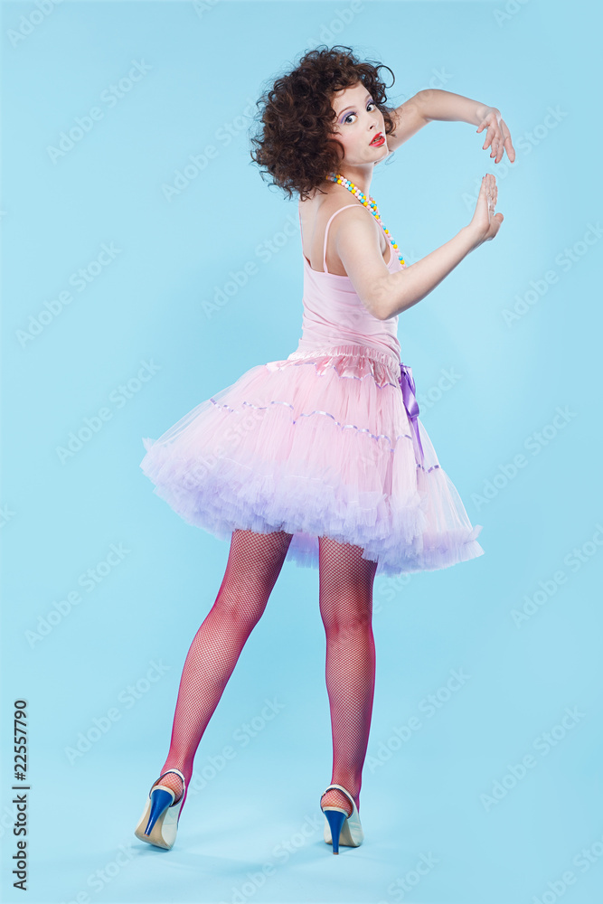 Naklejka premium curly brunette girl