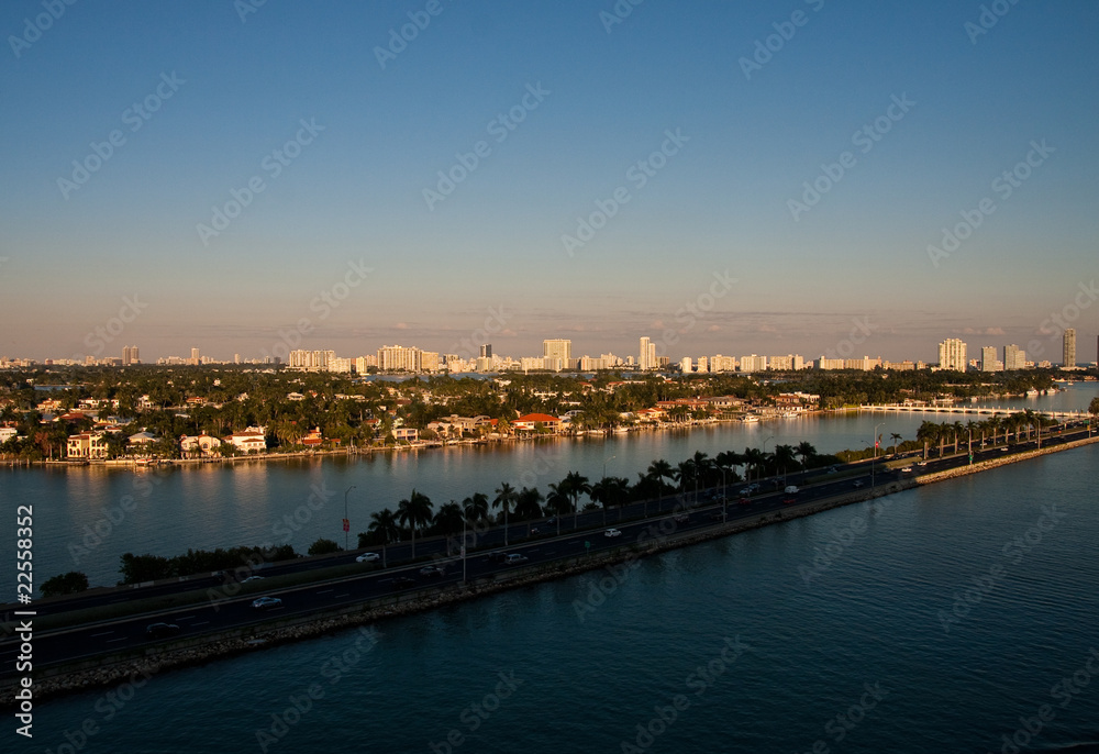 Road Across Biscayne Bay Into Sunset