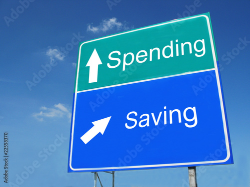 SPENSING SAVING road sign photo