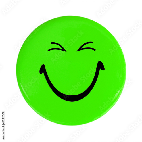 Green happy face button