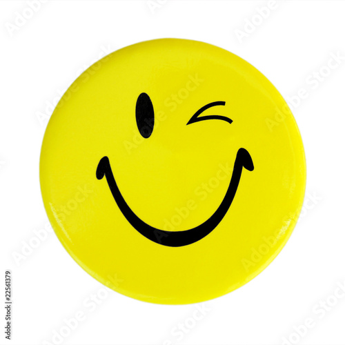 Yellow happy face button