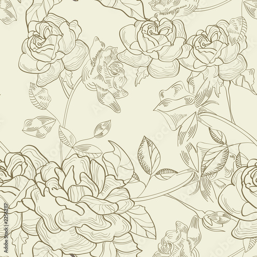 Seamless wallpaper with rose flowers