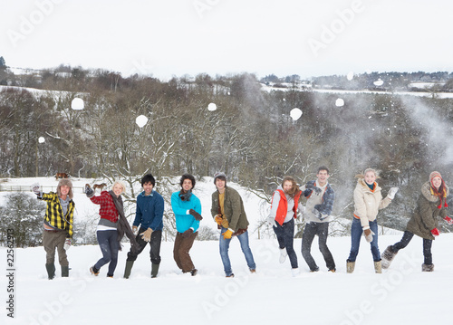 Group Of Teenage Friends Having Fun In Snowy Landscape