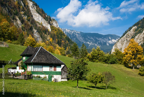 Mountain village in autumn
