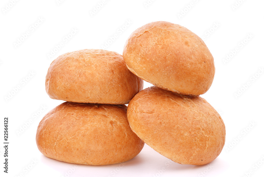Three fresh buns isolated