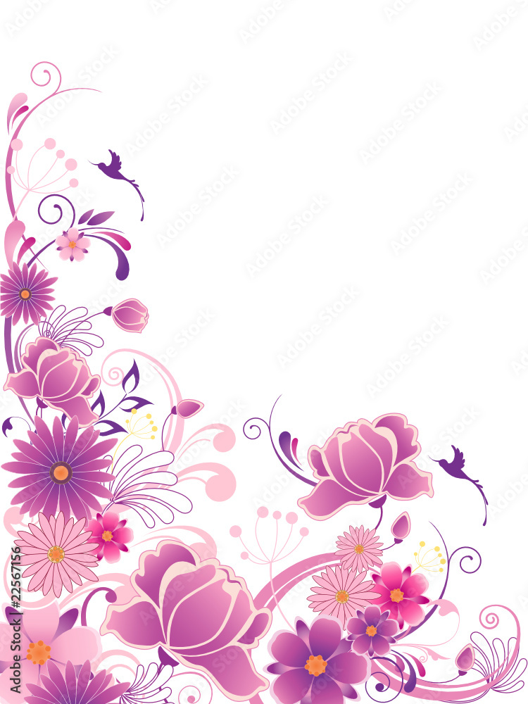 violet floral background  with ornament