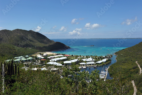 view from atop Marcel Cove, St Martin French side, West Indies