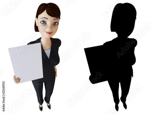 Woman holding a white panel