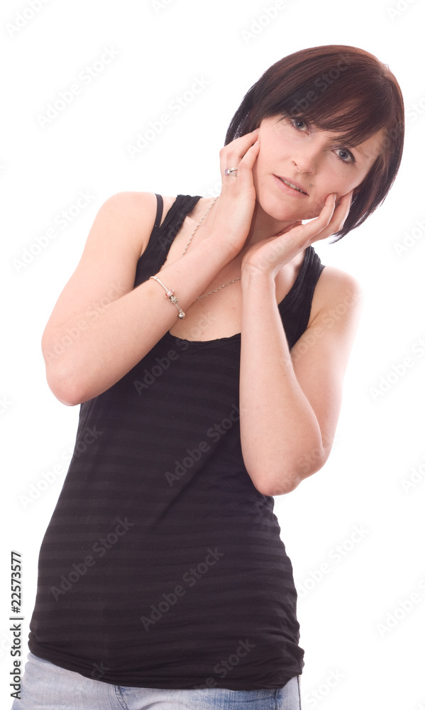 young women isolated on a white background. young women isolated on a white background.