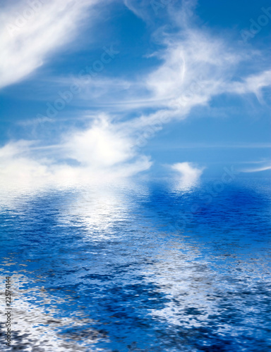Blue Clouds Ocean Reflection