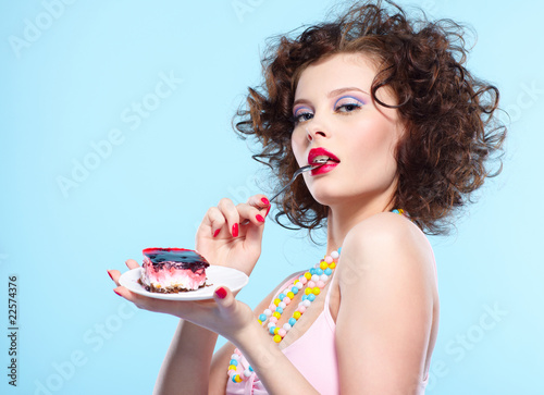 girl eating cake