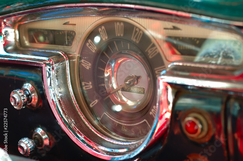 Vintage car interior deck in havana, cuba. © roxxyphotos