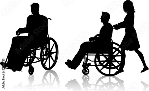 Tablou canvas Man and woman with wheelchair