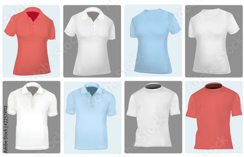 Vector. Colored polo shirts and T-shirts (men and women).
