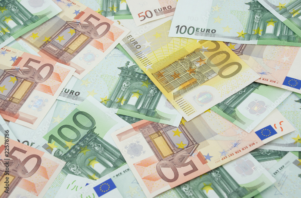 50, 100 and 200 euro banknotes background 50, 100 and 200 euro banknotes background