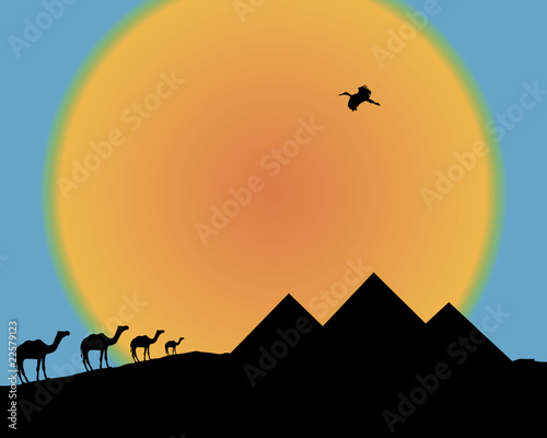 Silhouette of the Egyptian pyramids