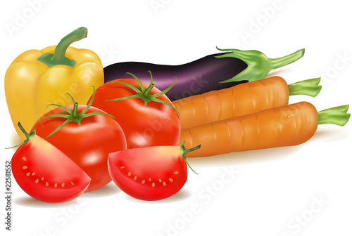 Vector. The big colorful group of vegetables.