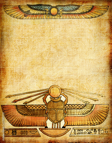 Obraz na plátně old paper background with egyptian decoration