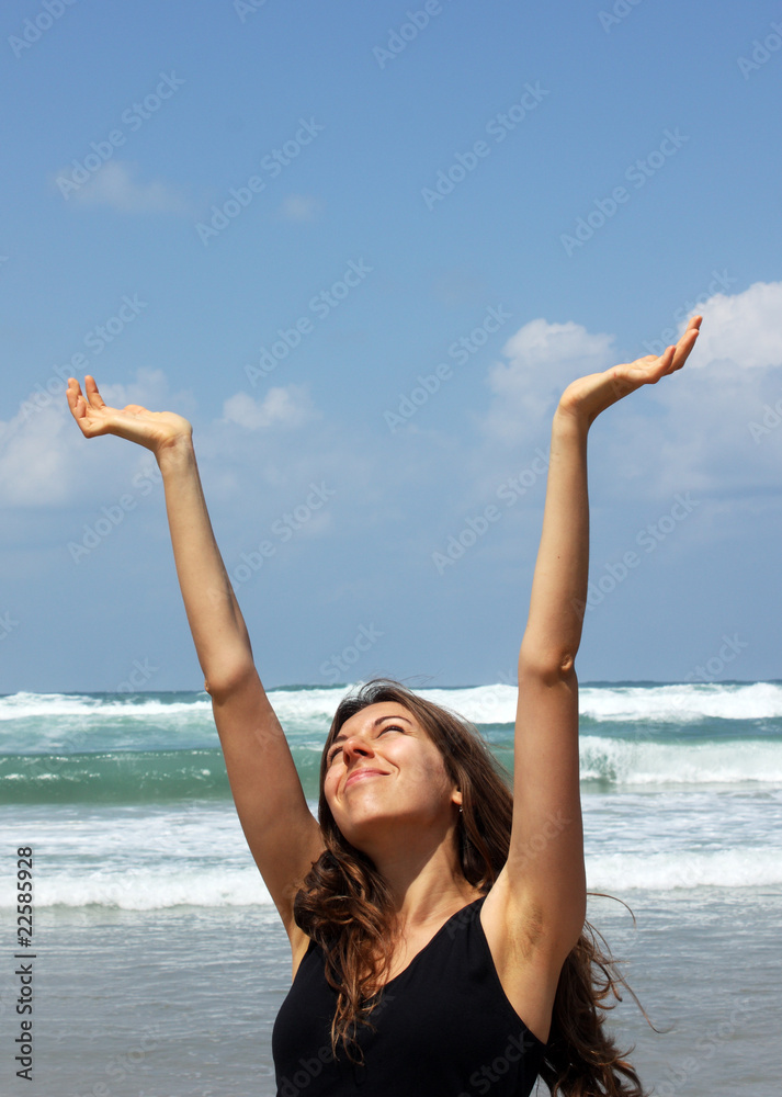Happy girl on the beach Happy girl on the beach