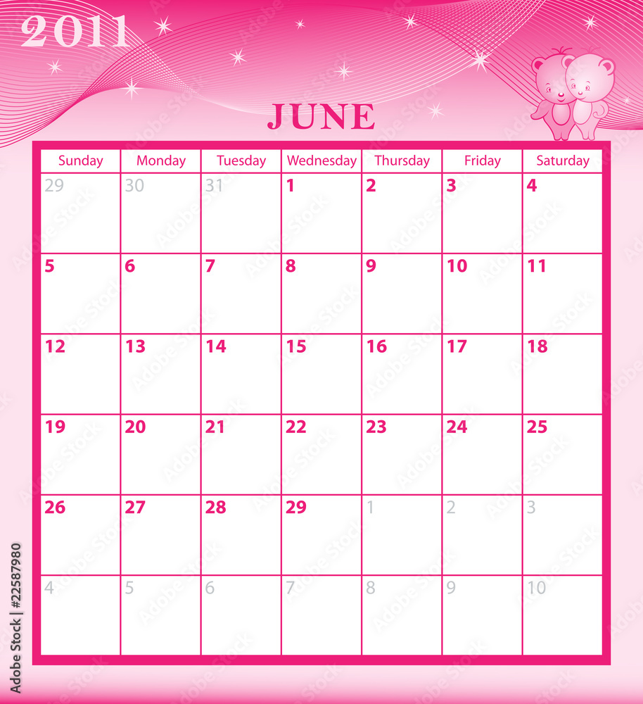 Calendar 2011 June Stock Vector | Adobe Stock