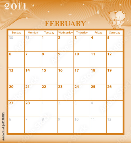 Calendar 2011 February