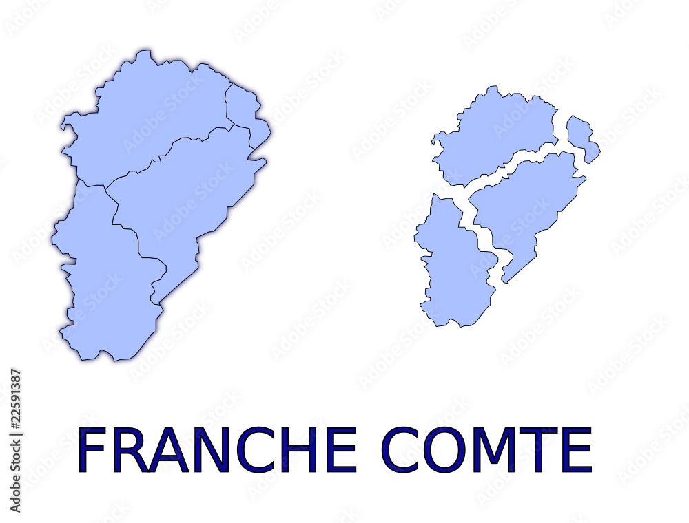 carte région franche comté France départements contour