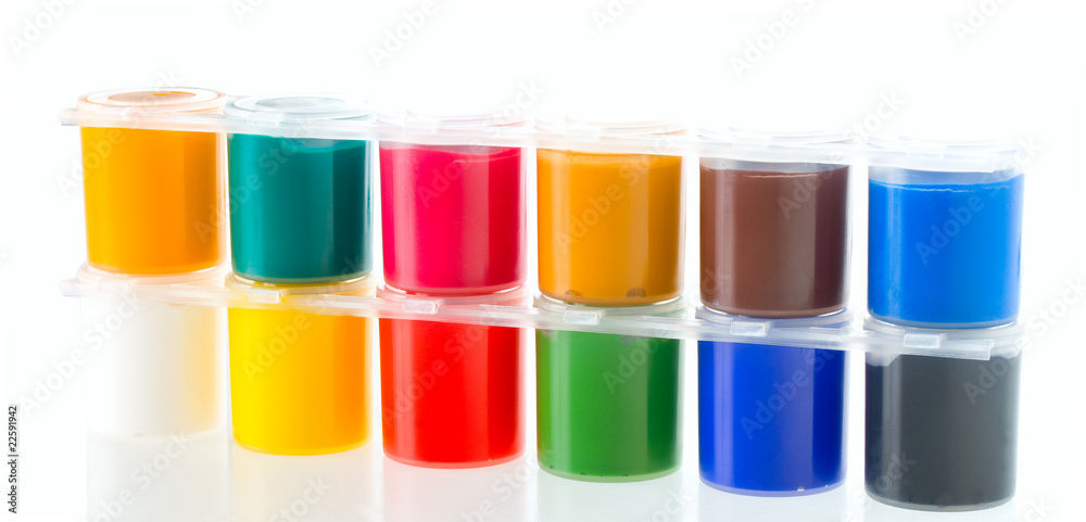 multicolored set of gouache painting multicolored set of gouache painting