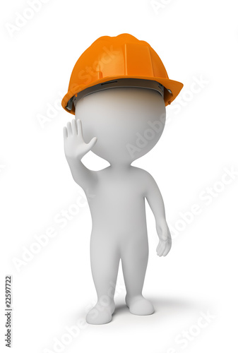 Fototapeta Naklejka Na Ścianę i Meble -  3d small people - worker at a stop pose