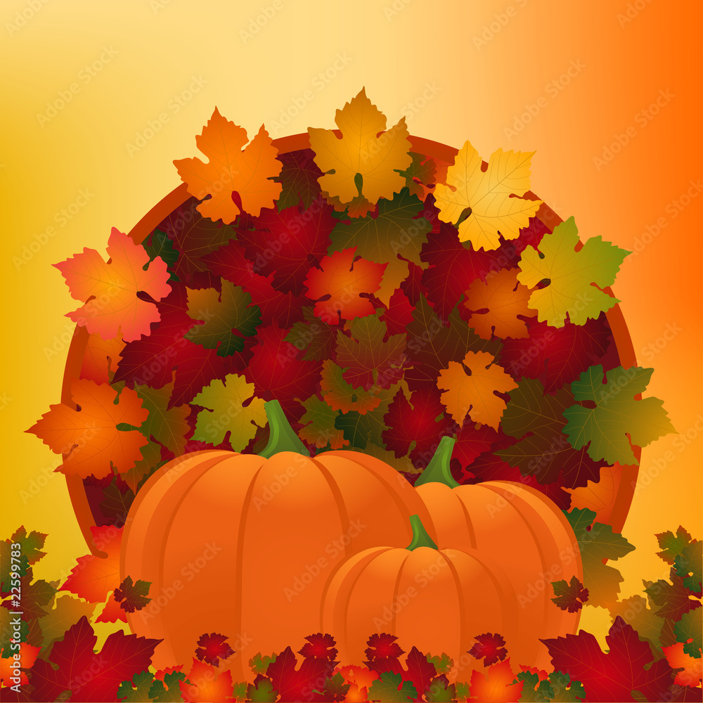 Pumpkin and autumn leaves Pumpkin and autumn leaves