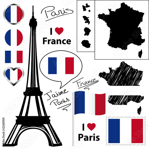 French icons and symbols collection