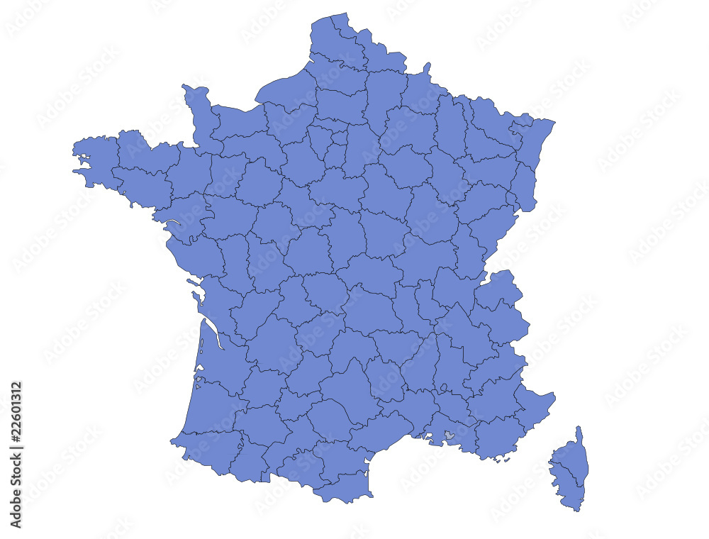 Obraz premium carte France départements contour