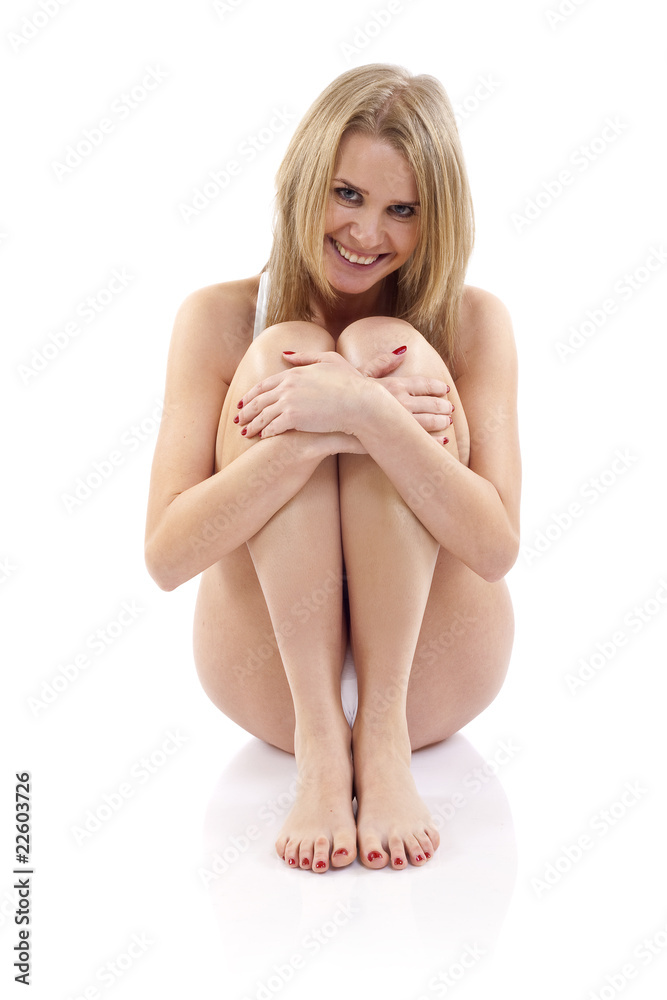 Obraz premium woman sitting hugging legs
