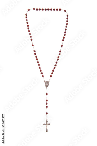 Canvas Print Rosary beads isolated over a white background