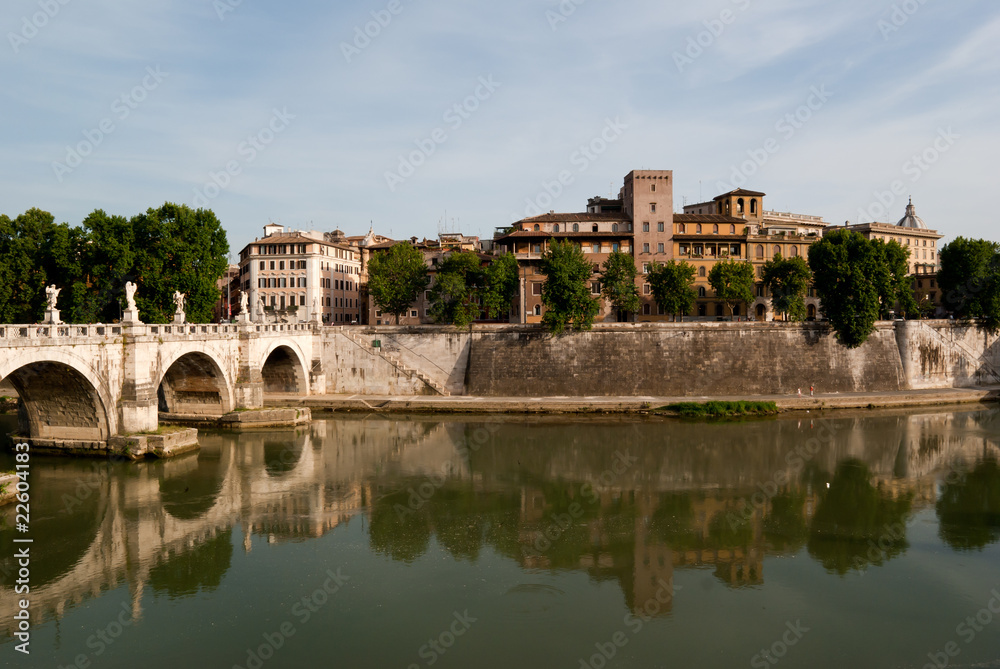 View across the Tiber River in Rome