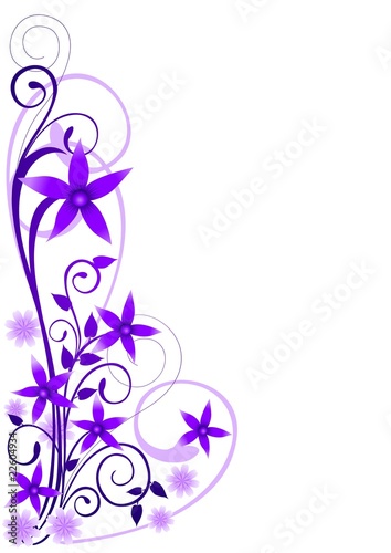 Violet Flowers Ornament on White