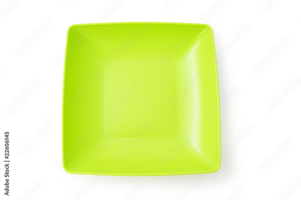 Green plate isolated on the white background Green plate isolated on the white background