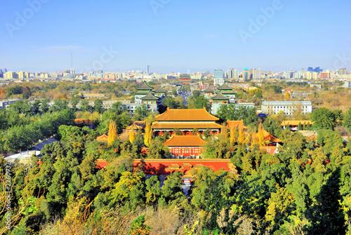China Beijing aerial view from the Jingshan hill.