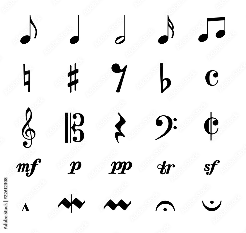Zeichen Symbole Noten Musik Stock Vector