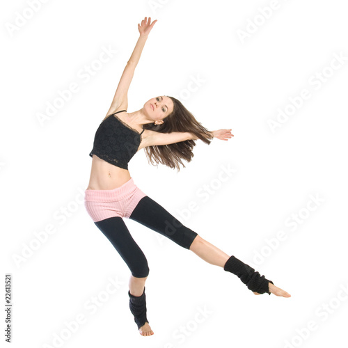 posing young dancer isolated on white background