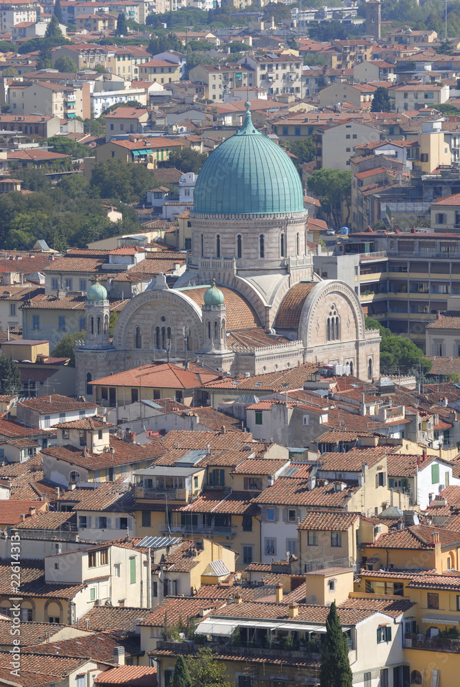 aerial view of the synagogue in Florence