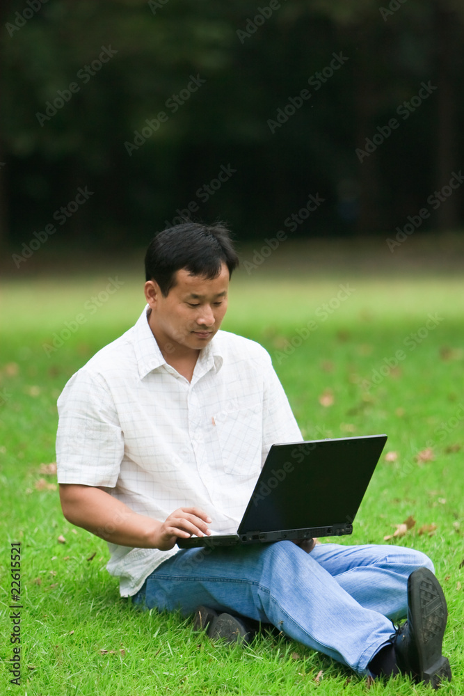 man using laptop