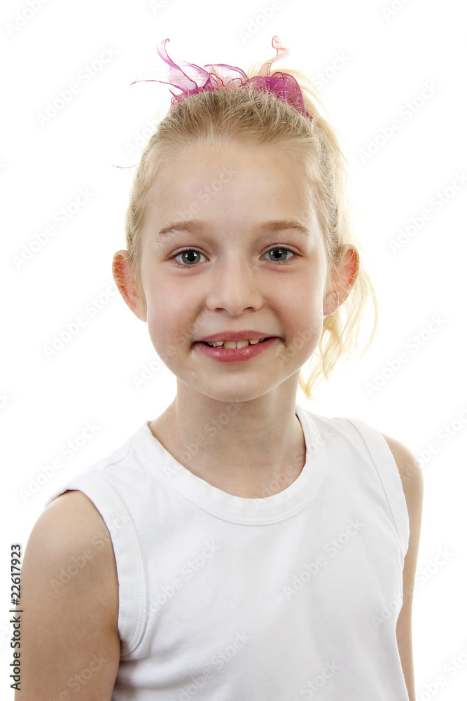 portrait of young blonde girl over white background portrait of young blonde girl over white background