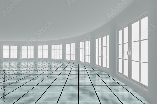 Empty hall with windows. In...
