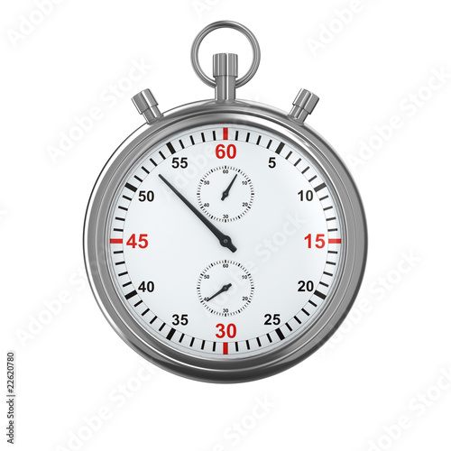 Stopwatch on white background. Isolated 3D image