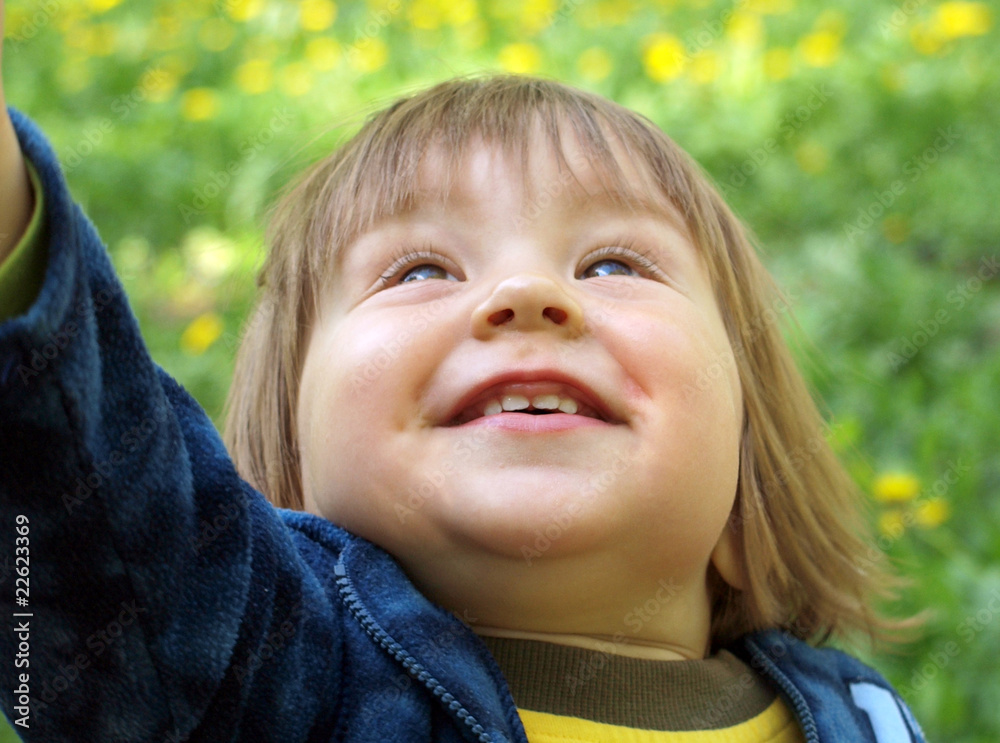 A child looks in sky A child looks in sky