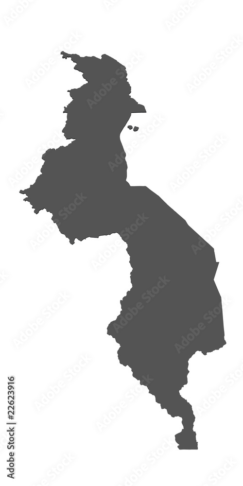 Karte von Malawi - freigestellt