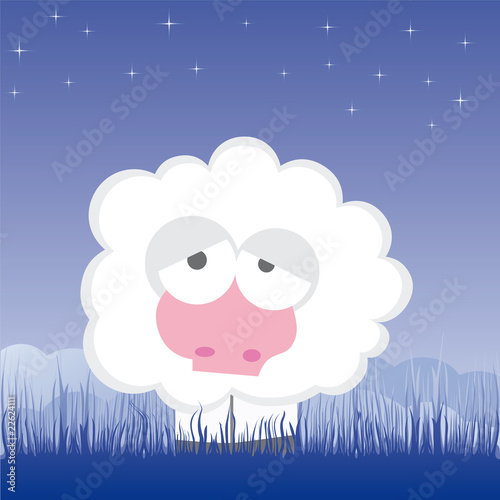 Sheep on the field vector illustration cartoon