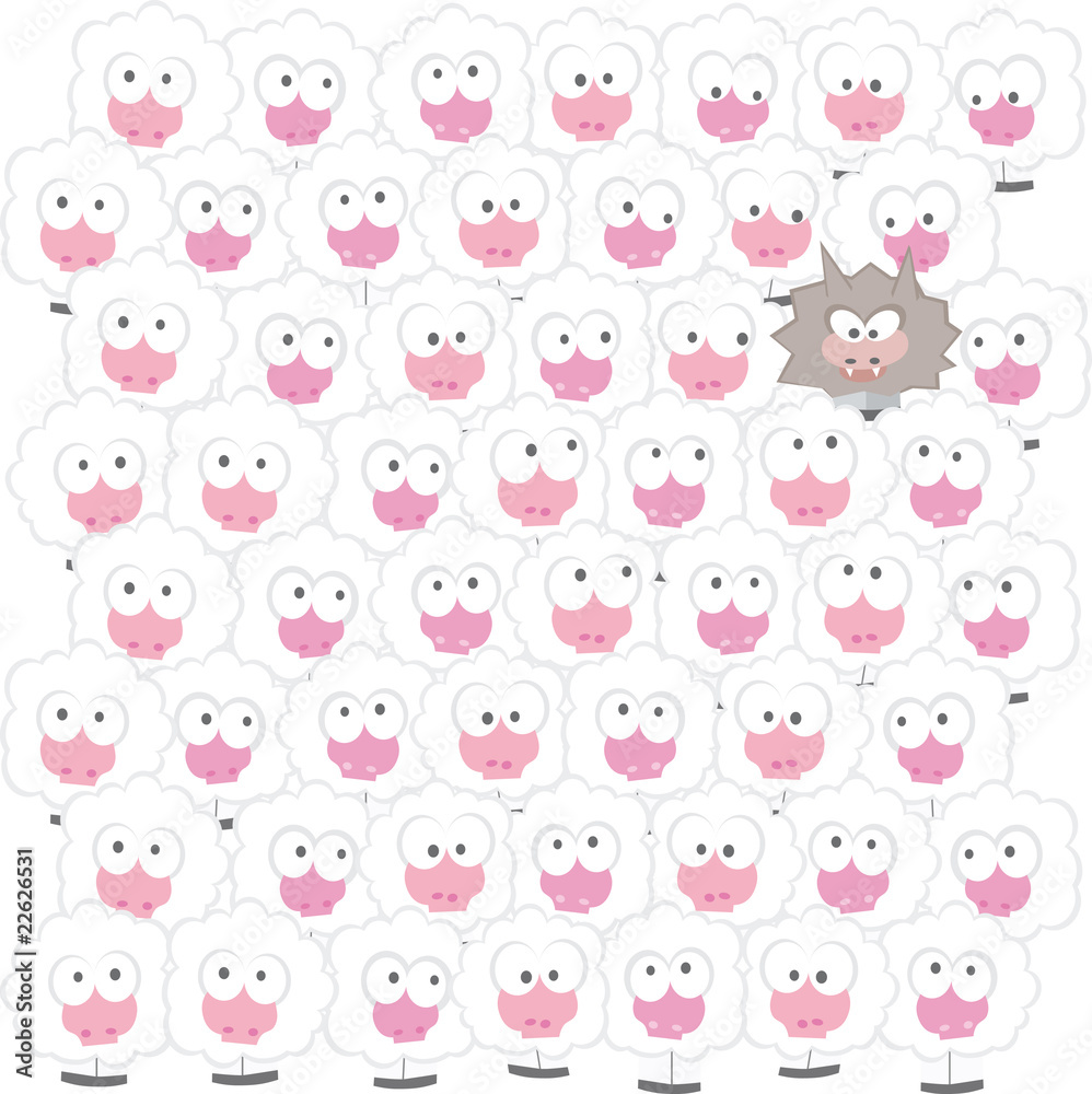 Sheep with wolf on the field vector illustration cartoon Sheep with wolf on the field vector illustration cartoon